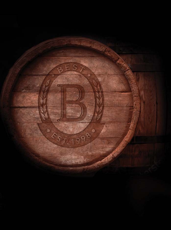 BEST crest branded into an oak cask
